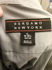 Bergamo New York L Button Down Shirt 16-16 1/2 32/33 Light moss