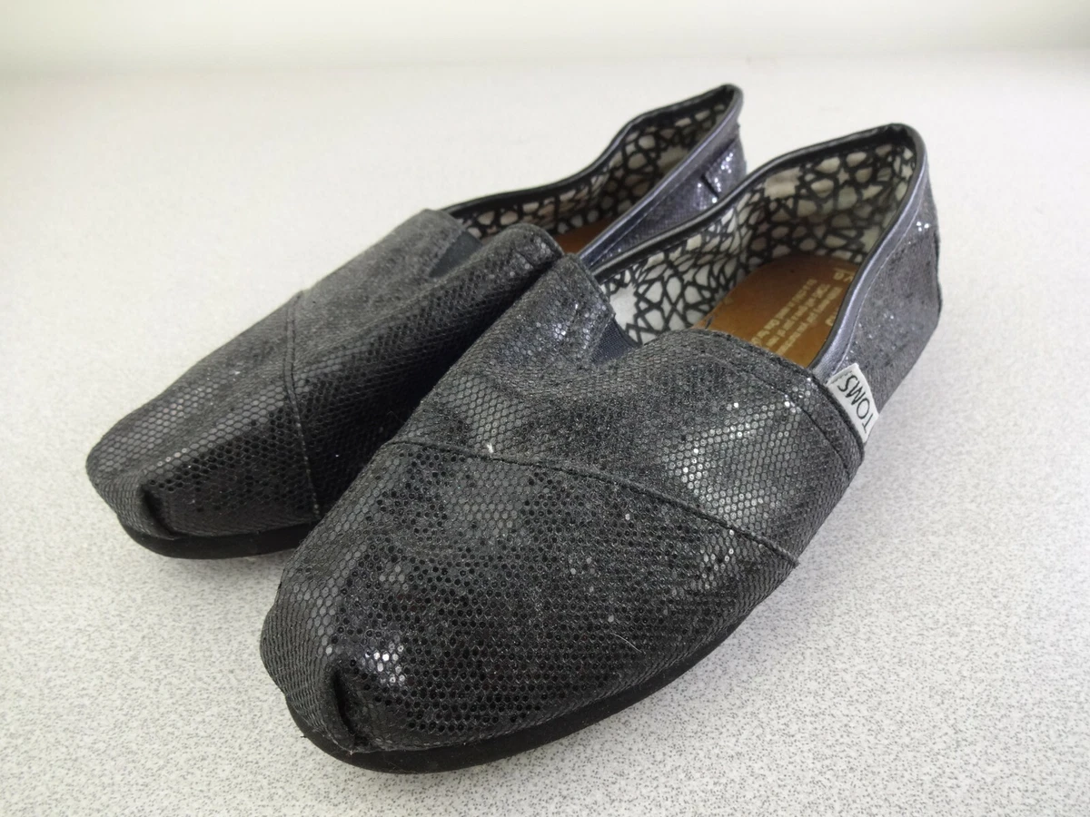 Toms black sparkle flats sale