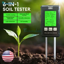 6in1 PH Tester Soil Water Moisture Light Test Meter Temperature Humidity Test US