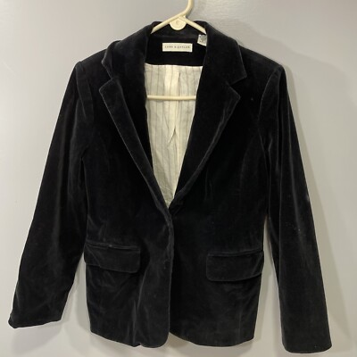 Lord Taylor Womens Velour Crushed Velvet Blazer size Black