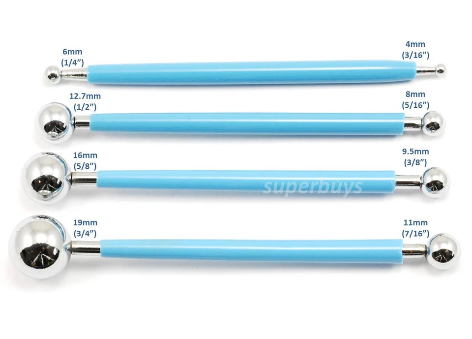 4pc Fondant Cake Chocolate Decor Marzipan Modelling Stainless Steel Ball Stylus  - Image 2 of 4