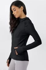 90 Degree by Reflex Womens  Performance Fleecy Lined Hooded Zip Jacket Black S-L