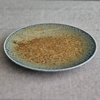 MIYA Aoi Nagashi 8.5'' Ceramic Plate Earthy Brown & Ocean Blue Made in Japan