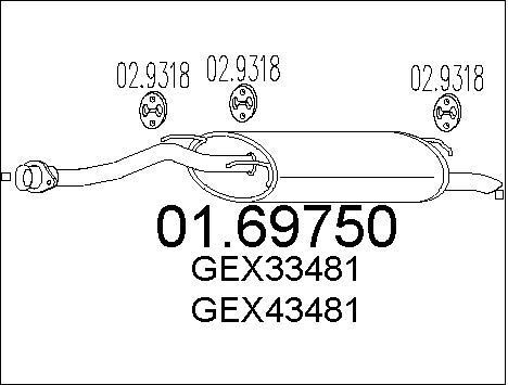 Silencieux arrière Rover 200 II pot echappement 214 GSI 214 SI et 218 D essence diesel