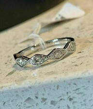 Round Cut Cubic Zirconia Half Eternity 925 Sterling Silver Proposal Band Ring