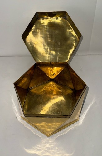 Vintage Brass Hexagon Box Hinged Trinket Jewelry Stash Boho keepsakes - Picture 3 of 8