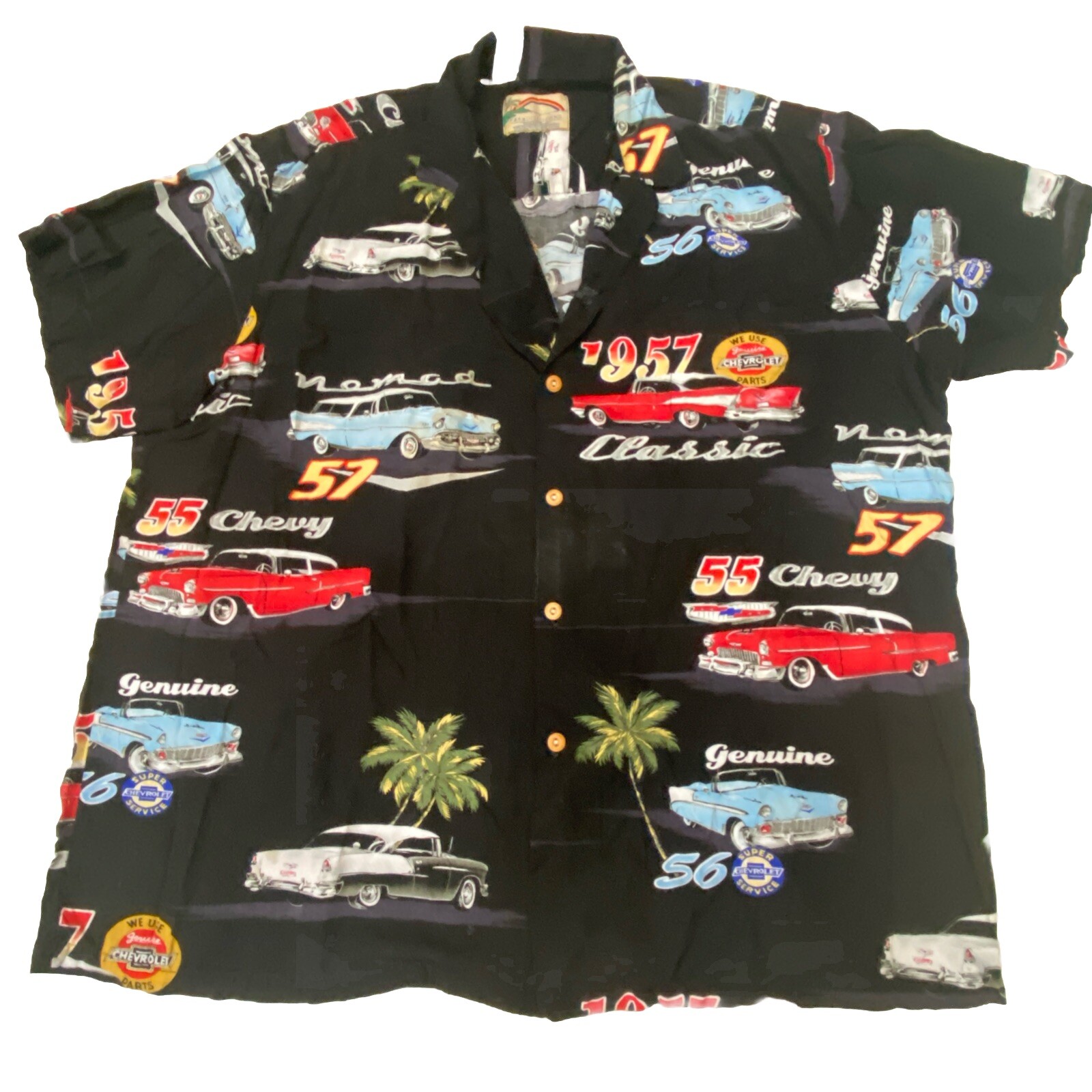 Vintage Paradise Found Hawaiian Shirt Mens 2XL Black Corvette Stingray RARE