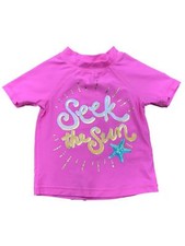 Joe Boxer Girls Pink Seek the Sun Rash Guard Swimming Suit Bathing Suit Top XS