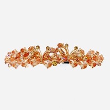 USA Butterfly BARRETTE Hair Clip Hairpin use Swarovski Crystal Elegant Brown J16