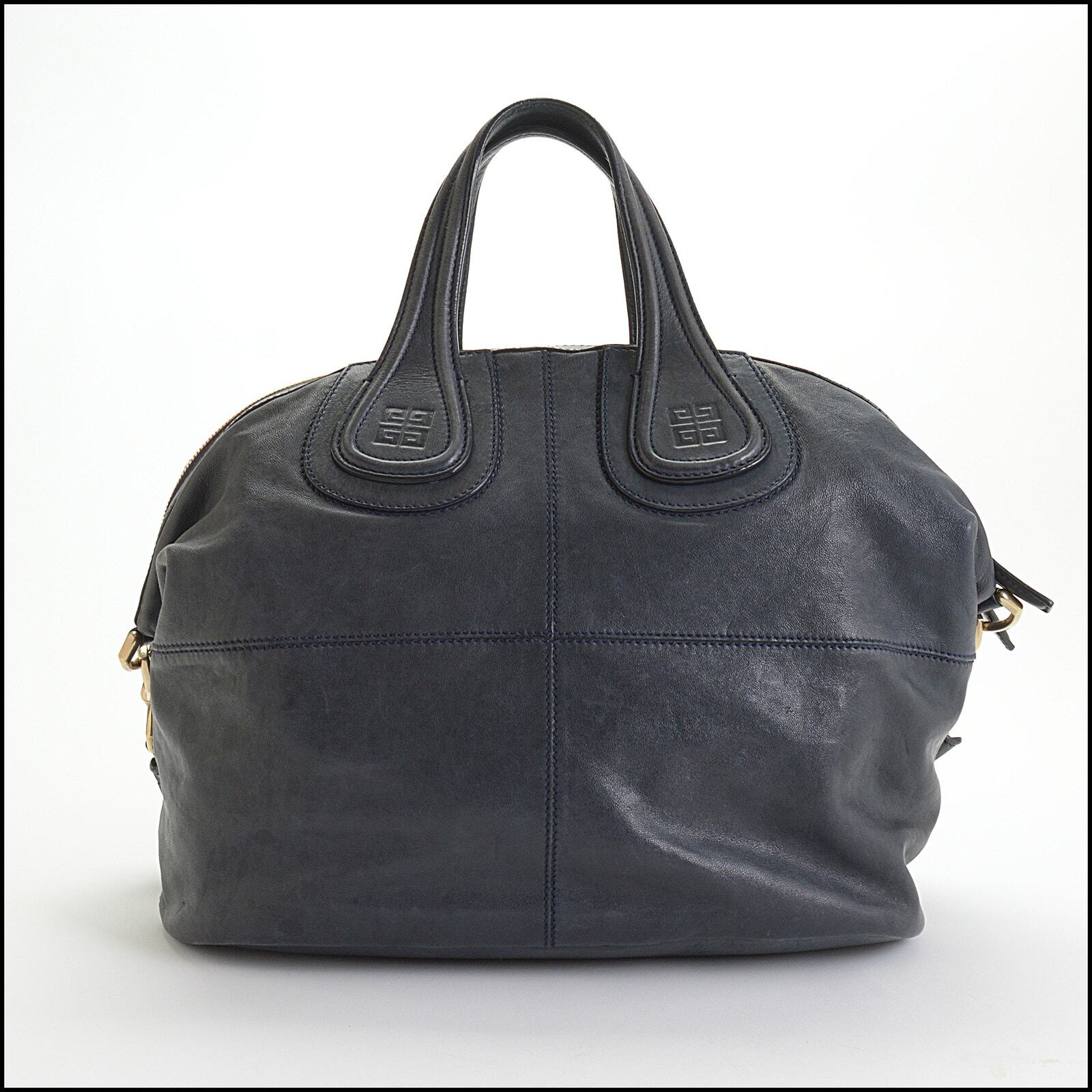 RDC14307 Authentic GIVENCHY Navy Blue Leather Med… - image 2