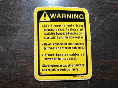New Holland Genuine Part # E1NN16A901EA WARNING DECAL