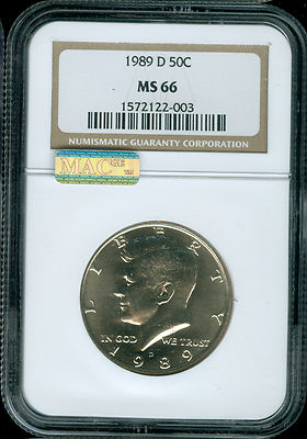 1989 D KENNEDY HALF DOLLAR NGC MS66 MAC SPOTLESS . | eBay