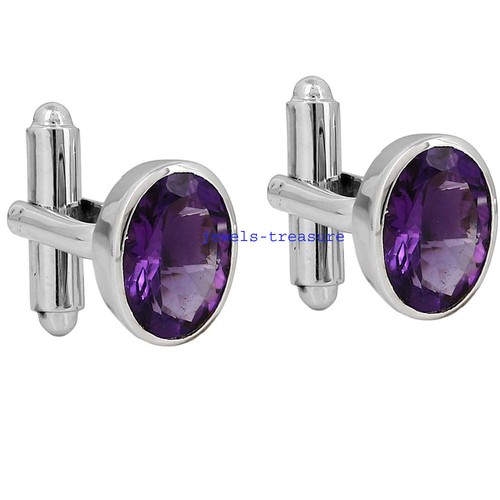 Bague Pour Homme En Améthyste Naturelle Et Argent 925 Plaqué Or - Taille Personnalisable 4 à 15 US - Neuve