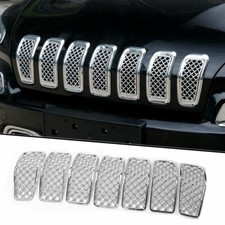 Front Center Mesh Grill Insert Trim Ring For Jeep Cherokee 2014-2018 Chrome7pcs Front Center Mesh Grill Insert Trim Ring For Jeep Cherokee 2014-2018 Chrome7pcs