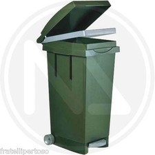 BIDONE VERDE RIFIUTI, SPAZZATURA, IMMONDIZIA,  IN PVC CON RUOTE,  80LT, 20396