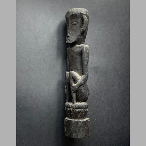 Vintage Carved Wood Primitive Tribal Punan Guardian Figure Kalimantan Indonesia - Picture 2 of 6