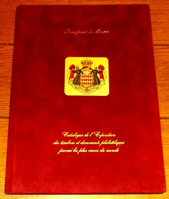 1997 Monaco Special Stamp Expostion Book Red Velvet W/Gold Inscriptions + Stamps