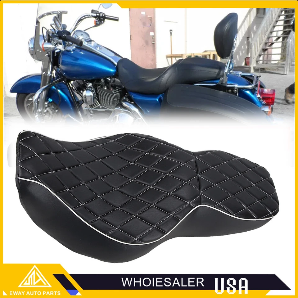 Asiento de conductor y pasajero de bajo perfil para Harley Touring Road King 1997-2007 Foto 4 de 4
