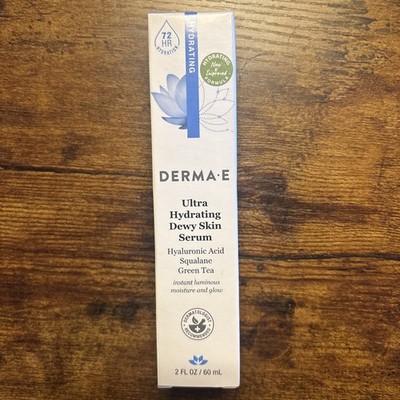 Derma E Ultra Hydrating Dewy Skin Serum, Hyaluronic Acid Squalane Green Tea 2 oz