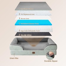 Cuccia Per Cani 75x75cm Grigio - Letto Sfoderabile Lavabile, Antiscivolo, Morbido E Confortevole - Foto 11