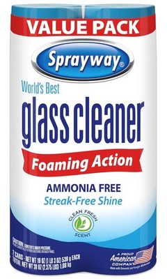 Sprayway Glass Cleaner Aerosol Foam Spray 19oz 2 Pack Ammonia Free Window