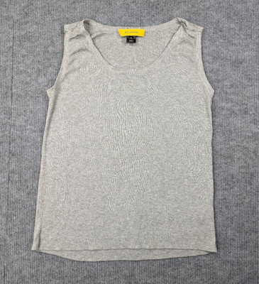 St John Tank Womens Medium Gray Rib Knit Capsule Wardrobe Closet Staple Minimal