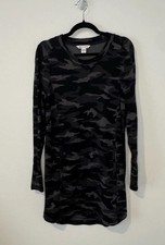 Athleta Black Camo Long Sleeve Sweatshirt Dress Size Large Stretch Lounge Tunic