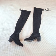 STUART WEITZMAN OVER THE KNEE THIGH HIGH BLACK SUEDE BOOTS SIZE 9M