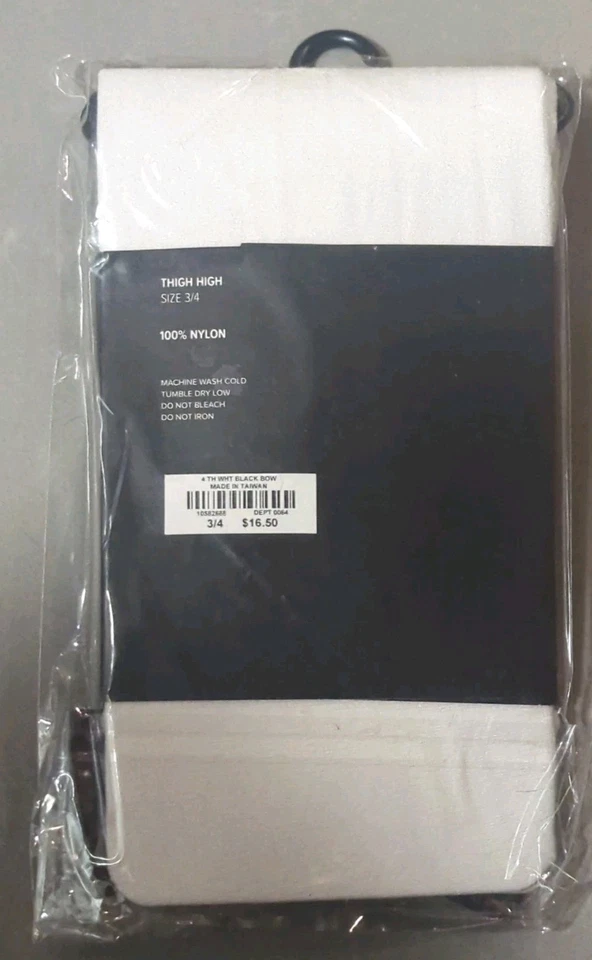 TALLA PLUS 3-4X BLANCO OPACO ENCAJE TOP MEDIAS HASTA EL MUSLO SATINADO NEGRO LAZO Torrido Foto 3 de 4