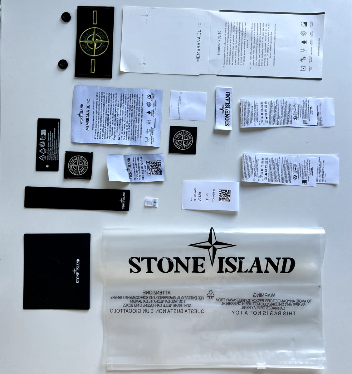 18-piece Stone Island patch and label set