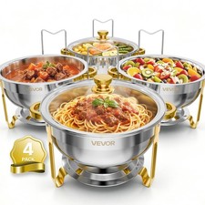 VEVOR 4 Packs Chafing Dishes for Buffet Set, 6QT Stainless Steel Chafer