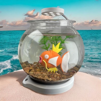 Pokemon Fun Fish Bowl 1 Gal. Custom Display - Includes USB Bracket Light Stand