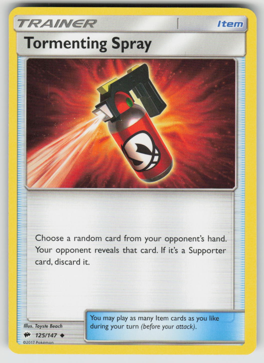 Tormenting Spray 125/147 Uncommon Burning Shadows Pokemon Near Mint