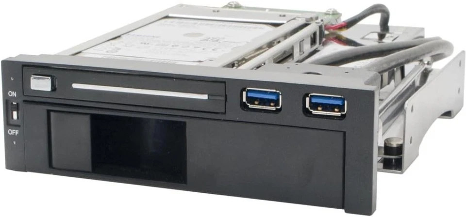 Tool-Free 5.25" Bay Rack for SATA HDDs with Dual USB 3.0 Ports - Modern Design - Image 3 of 4