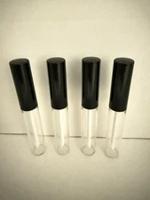 50 Pc Black 10ml Empty Lip Gloss Tubes Lip Container Plastic PET Clear