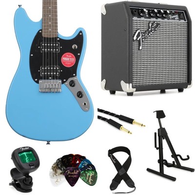 Squier Sonic Mustang HH Solidbody Electric Guitar and Fender Amp Bundle -