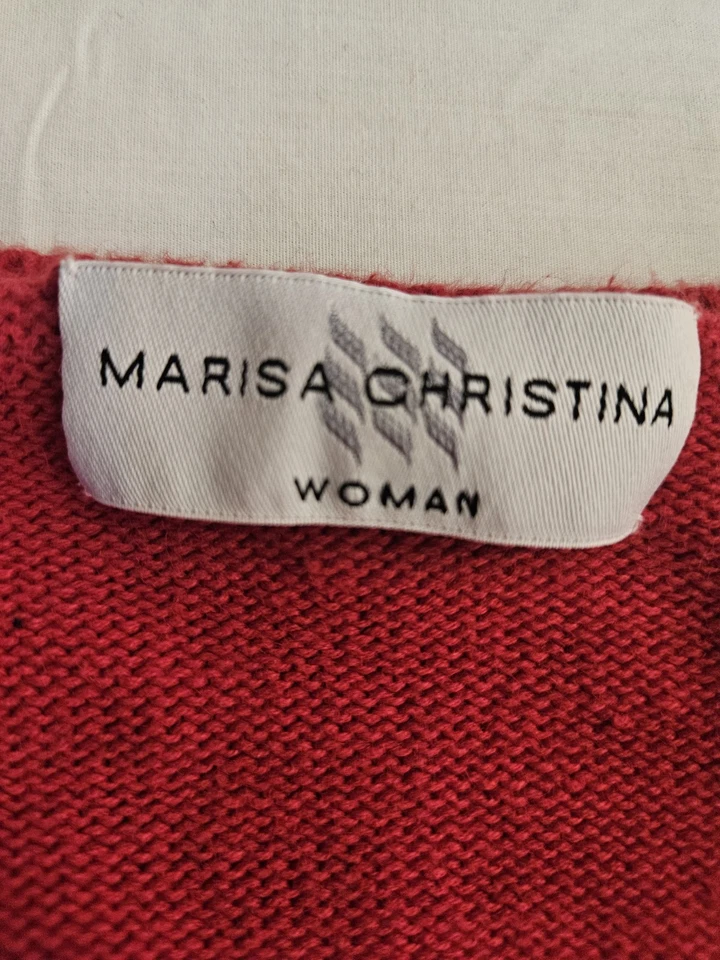 Cárdigan Marisa Christiana Mujer 3X Rojo Suéter Navidad Muñeco de Nieve Retazos De Colección Foto 3 de 4