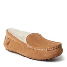 Women's Dearfoams Mel Genuine Shearling Moccasin Slipper Chestnut