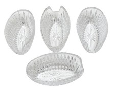 Lot/4 Princess House #843 Clear Glass Spoon Fork Utensil Holders 5 1/4"