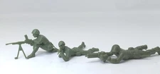 Tim Mee Military Toy Soldiers Lot Of 3 Crouched Crawling Poses Vtg Dark Green