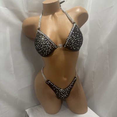 Figure Competition suit 34B CUP   Small Bottom NEW SUIT HANDmade Black