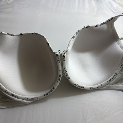 CACIQUE Lightly Lined T-Shirt Bra 46D UW Black/White Floral Wide Adjust. Straps - Picture 5 of 13
