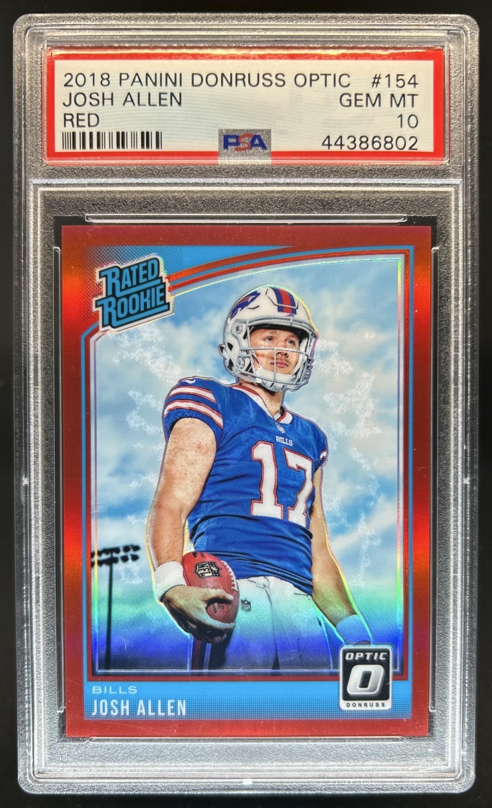 2018 Panini Donruss Optic Josh Allen Red Prizm Rookie RC #/99 Bills PSA 10