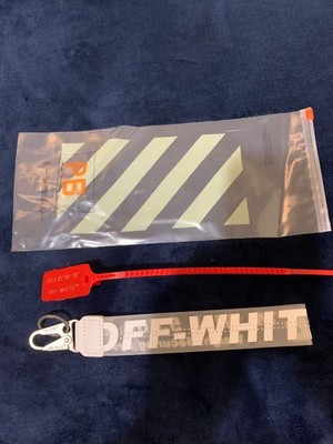 OFF WHITE INDUSTRIAL KEYCHAIN **WHITE ON CLEAR** W/ZIP TIE **NEW IN BAG**
