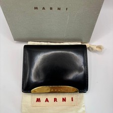 Marni Black Gold Leather Wallet Compact Bifold Near Unused