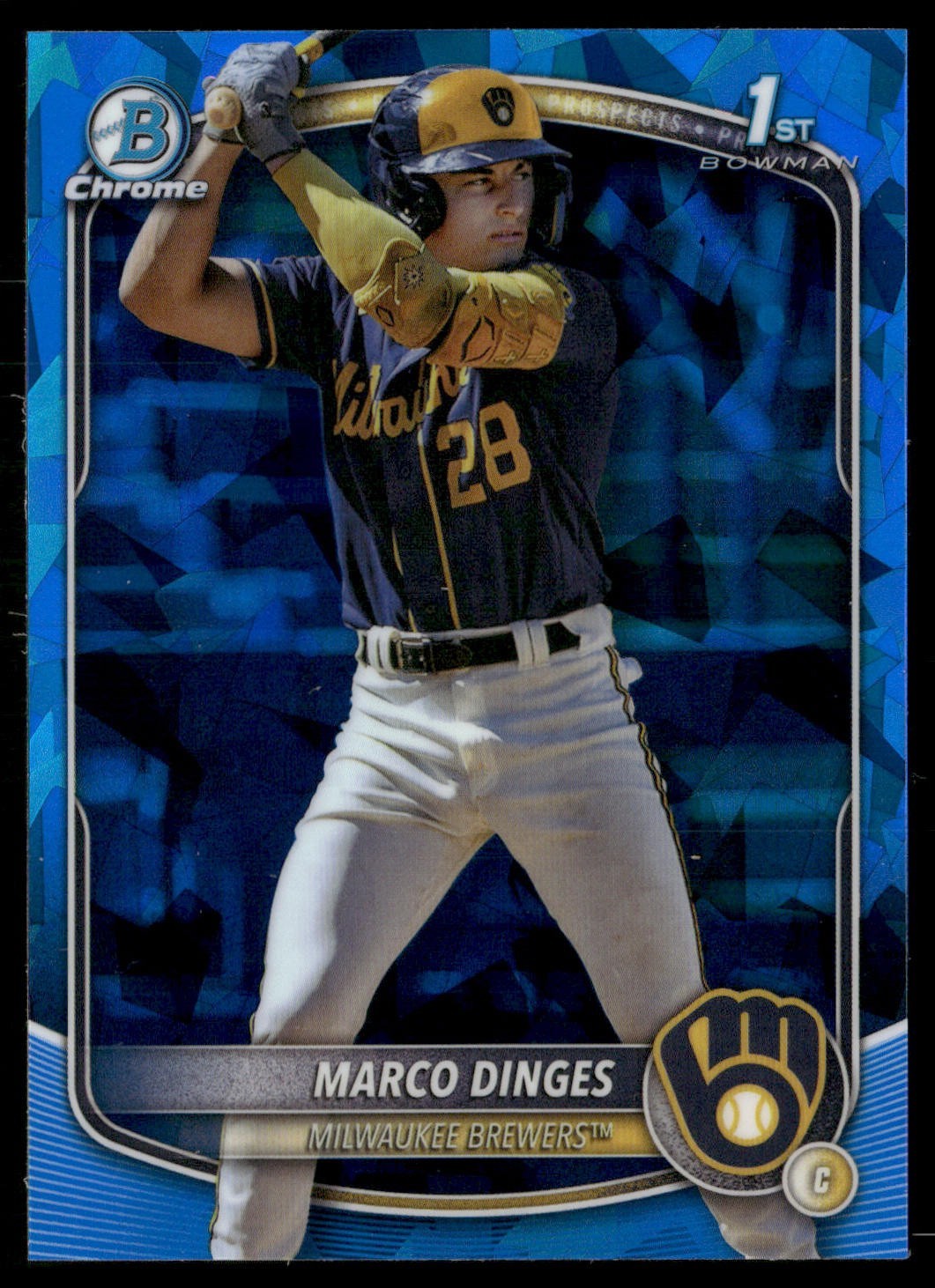 MARCO DINGES 2025 BOWMAN CHROME 1ST SAPPHIRE REFRACTOR BREWERS