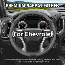 Gray 15 37-38cm Steering Wheel Cover Leather For Chevy Silverado 1500 2500 Hd