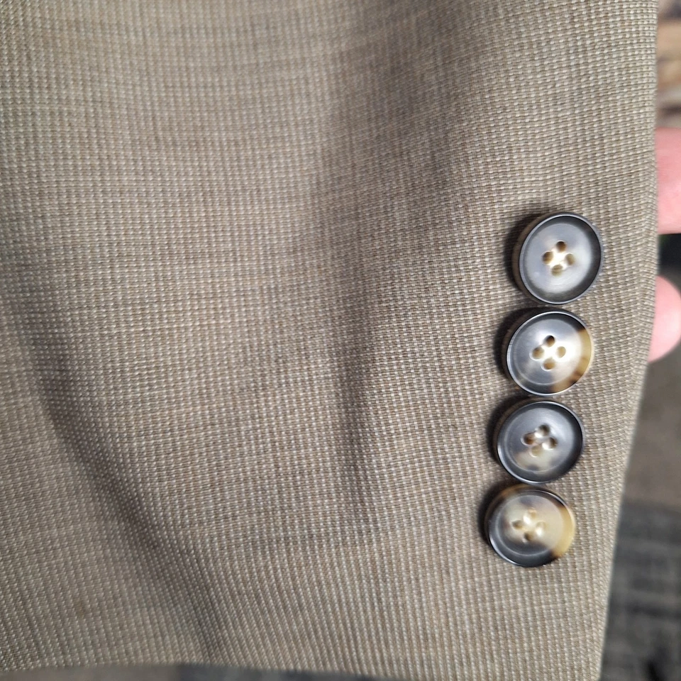 Traje Hugo Boss 2 Piezas Para Hombre 42R 36X32 Marrón Claro Lana DV Defecto Foto 3 de 4