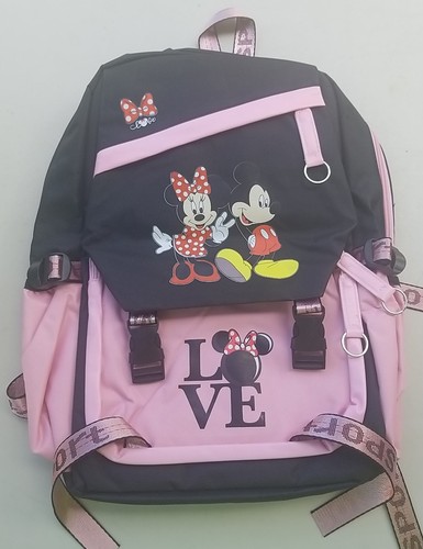 Disney Mickey and Minnie Mouse Multi Pocket Love Backpack New
