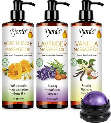 3 Pack Massage Oil for Massage Therapy, Vanilla Oil, Sore Muscle Arnica O